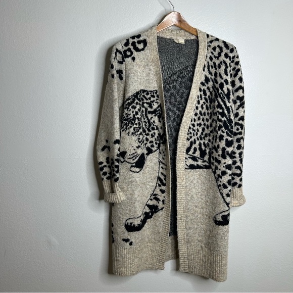 Anthropologie Moth Lucerne Leopard Long Cardigan Sweater Size XS - Picture 6 of 15